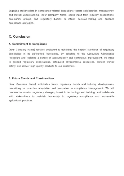 Free Agriculture Compliance Procedure Template to Edit Online