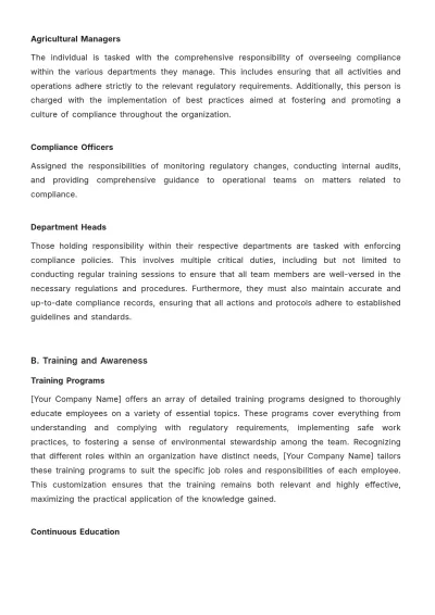 Free Agriculture Compliance Procedure Template to Edit Online