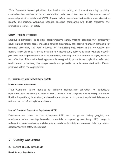 Free Agriculture Compliance Procedure Template to Edit Online
