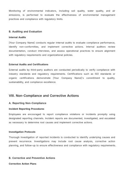 Free Agriculture Compliance Procedure Template to Edit Online