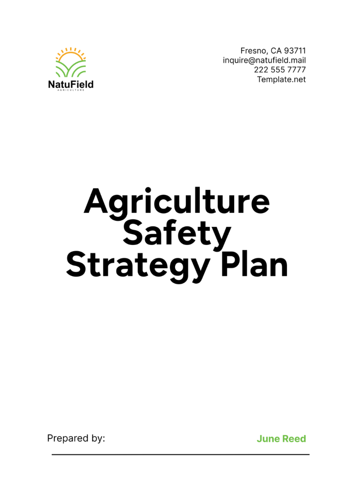 Agriculture Safety Strategy Plan Template