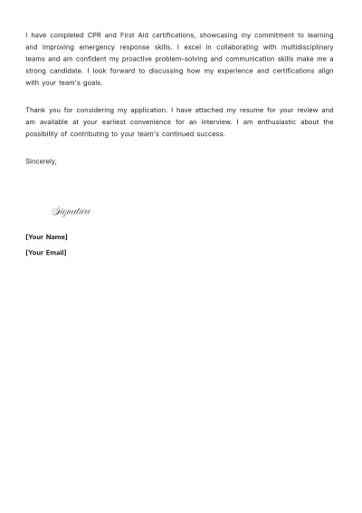 Free Nursing Assistant Cover Letter For Part Time Job to Edit Online