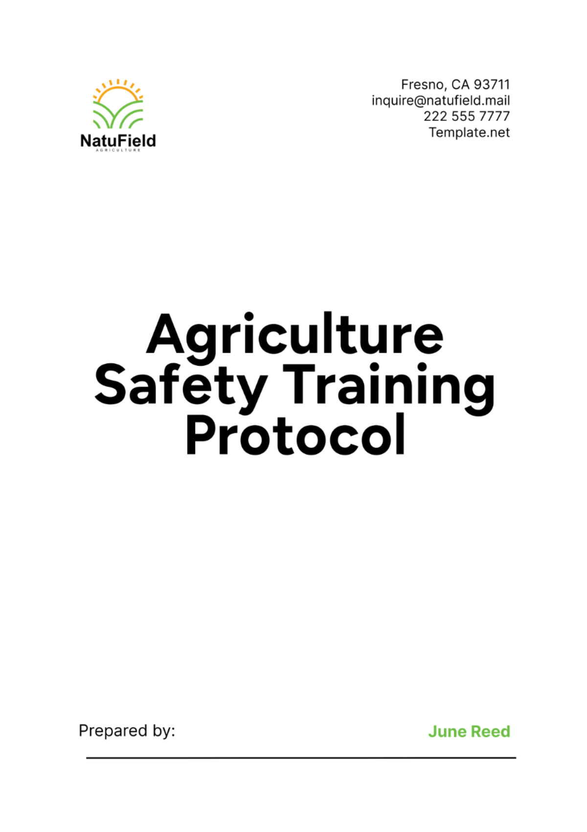 Agriculture Safety Training Protocol Template - Edit Online & Download