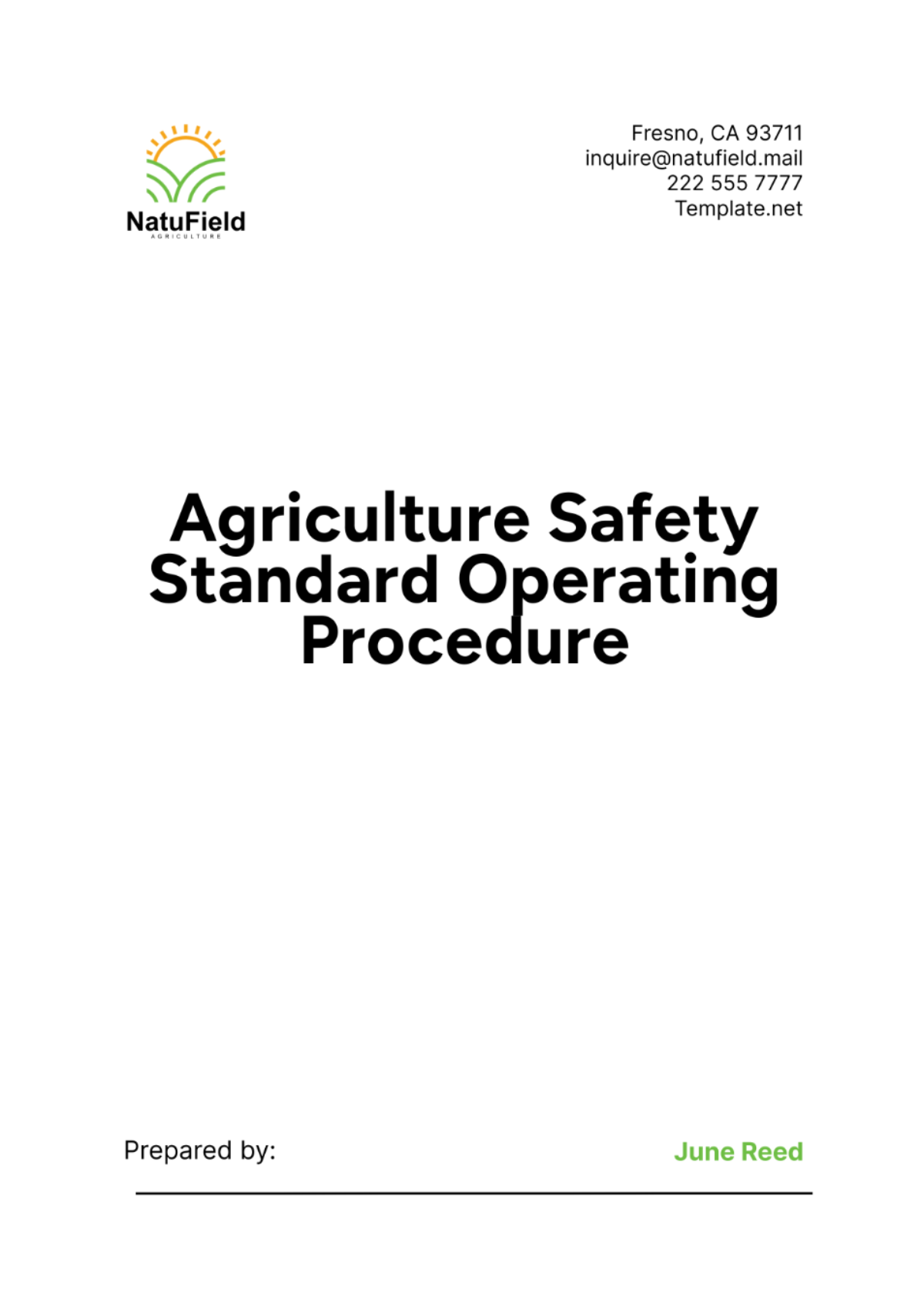 Agriculture Safety Standard Operating Procedure Template - Edit Online & Download