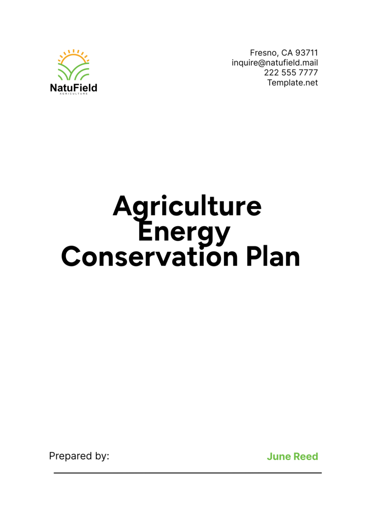 Agriculture Energy Conservation Plan Template