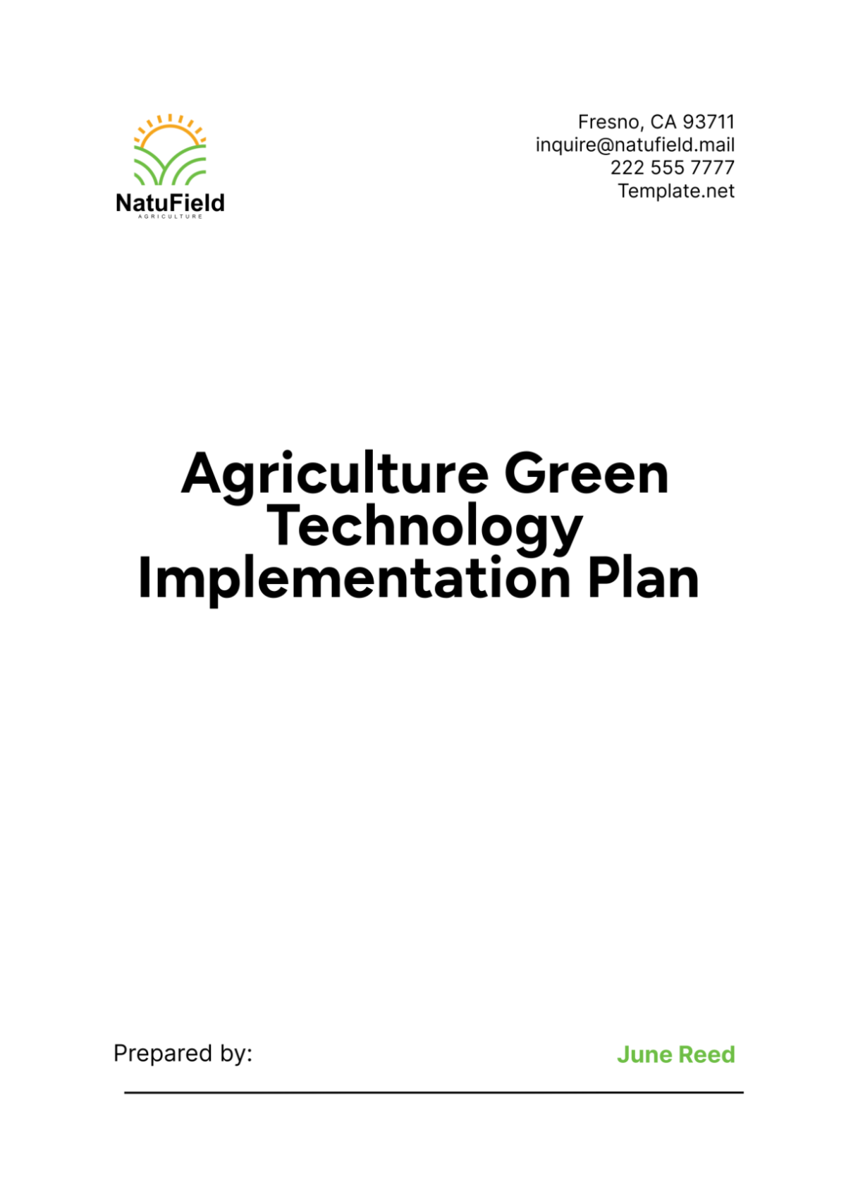 Agriculture Green Technology Implementation Plan Template - Edit Online & Download