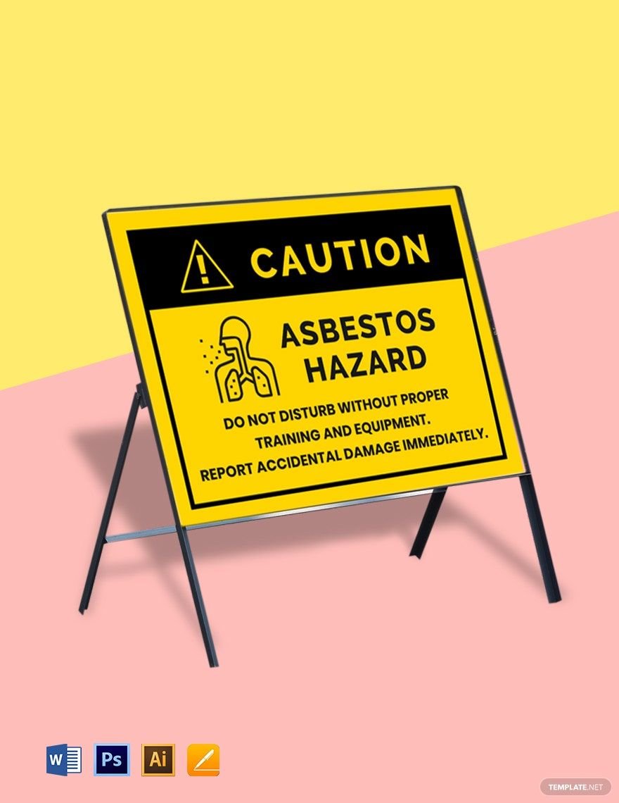 Danger Asbestos Do Not Disturb Material  Health and Safety Sign Template