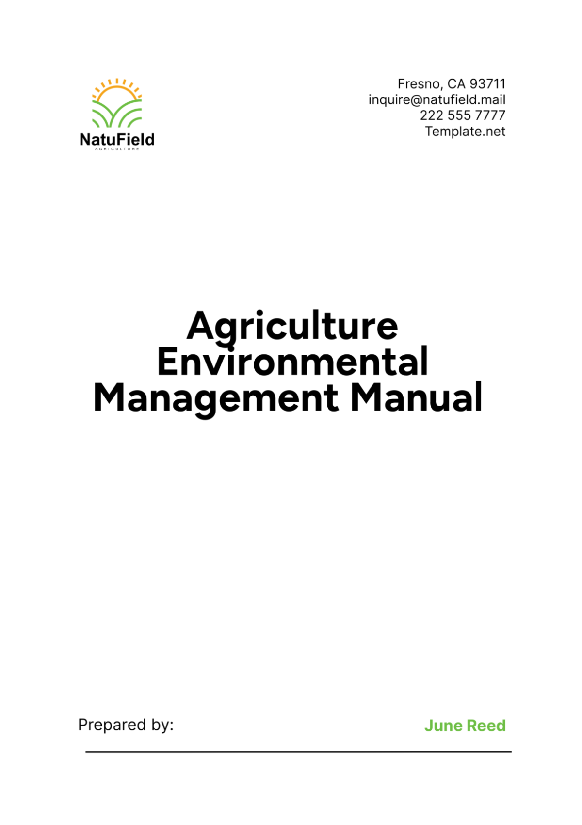 Agriculture Environmental Management Manual Template - Edit Online & Download