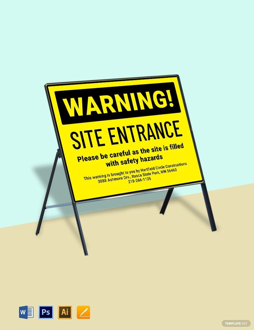 Warning Site Entrance Sign Template