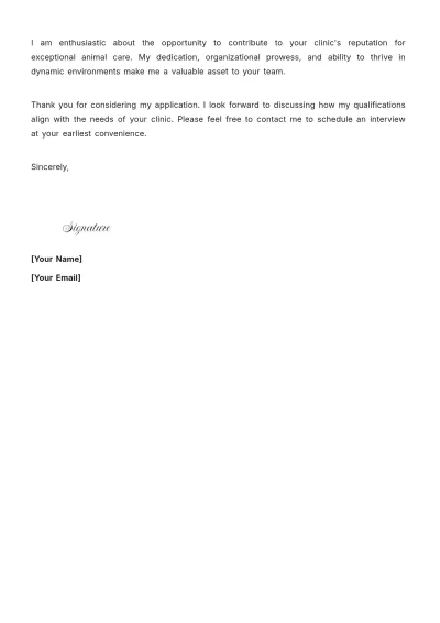 Free Veterinary Assistant Cover Letter For Part Time Job to Edit Online