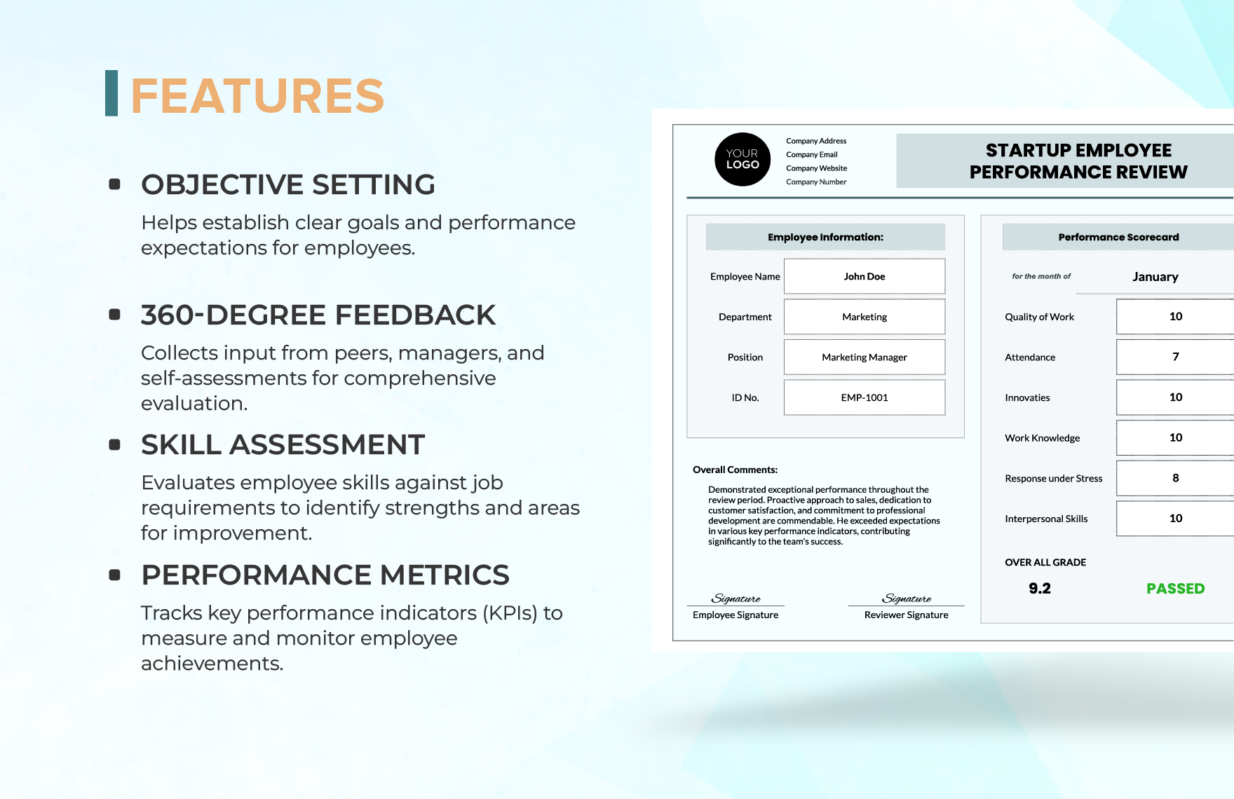 Startup Employee Performance Review Template