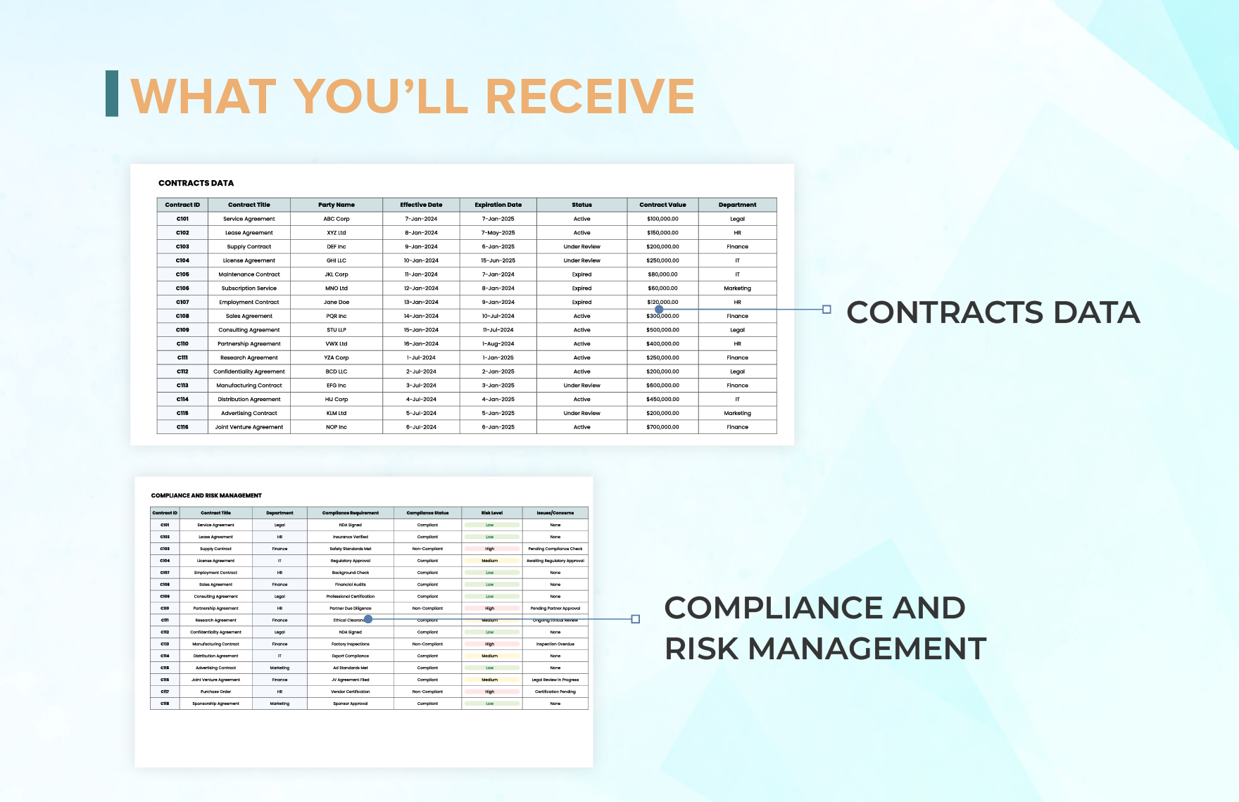 Legal Contract Management Dashboard Template