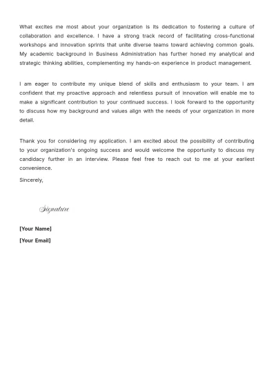 Free Product Innovation Manager Cover Letter to Edit Online