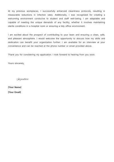 Free Cleaner Cover Letter For Part Time Job to Edit Online