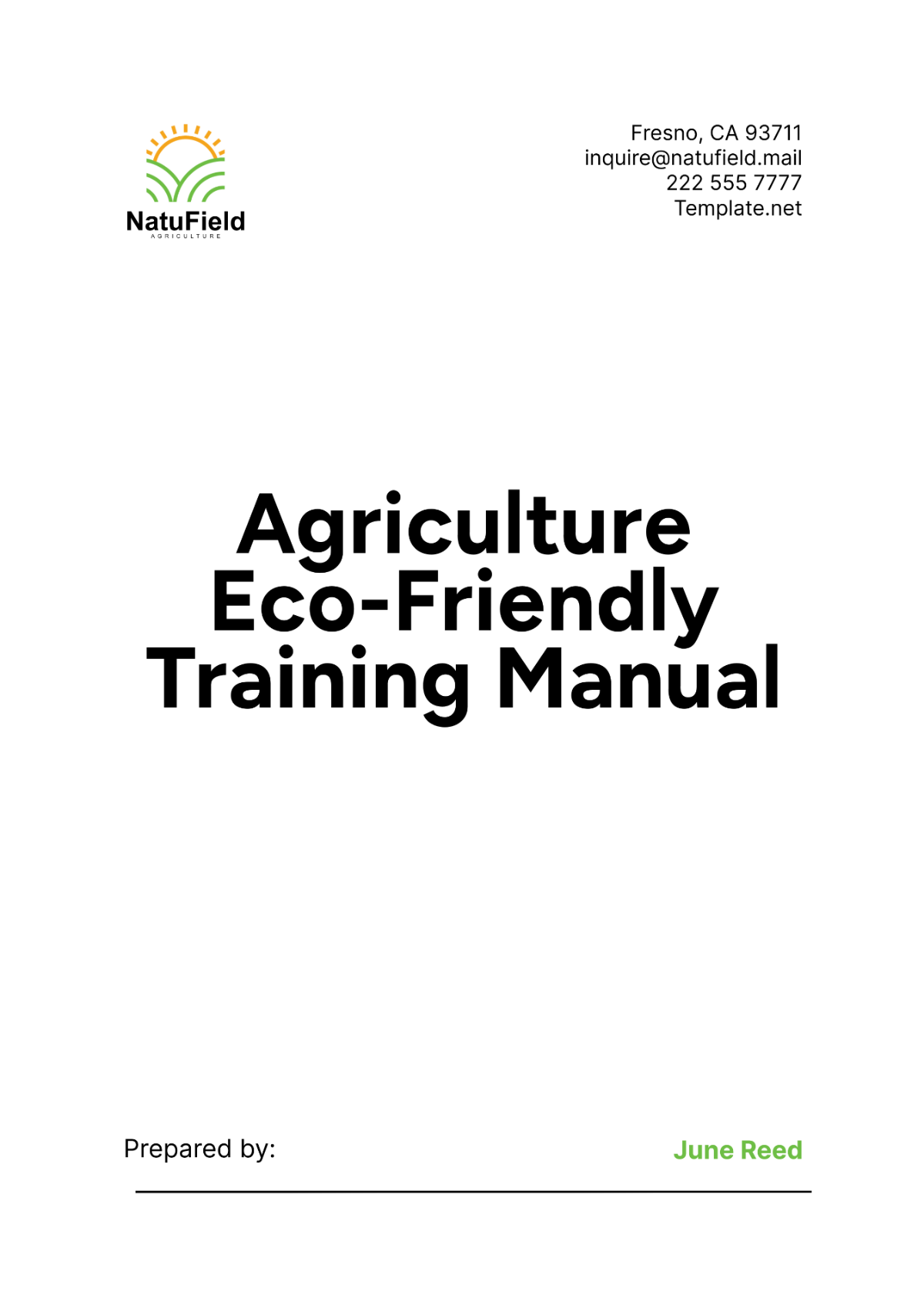 Agriculture Eco-Friendly Training Manual Template