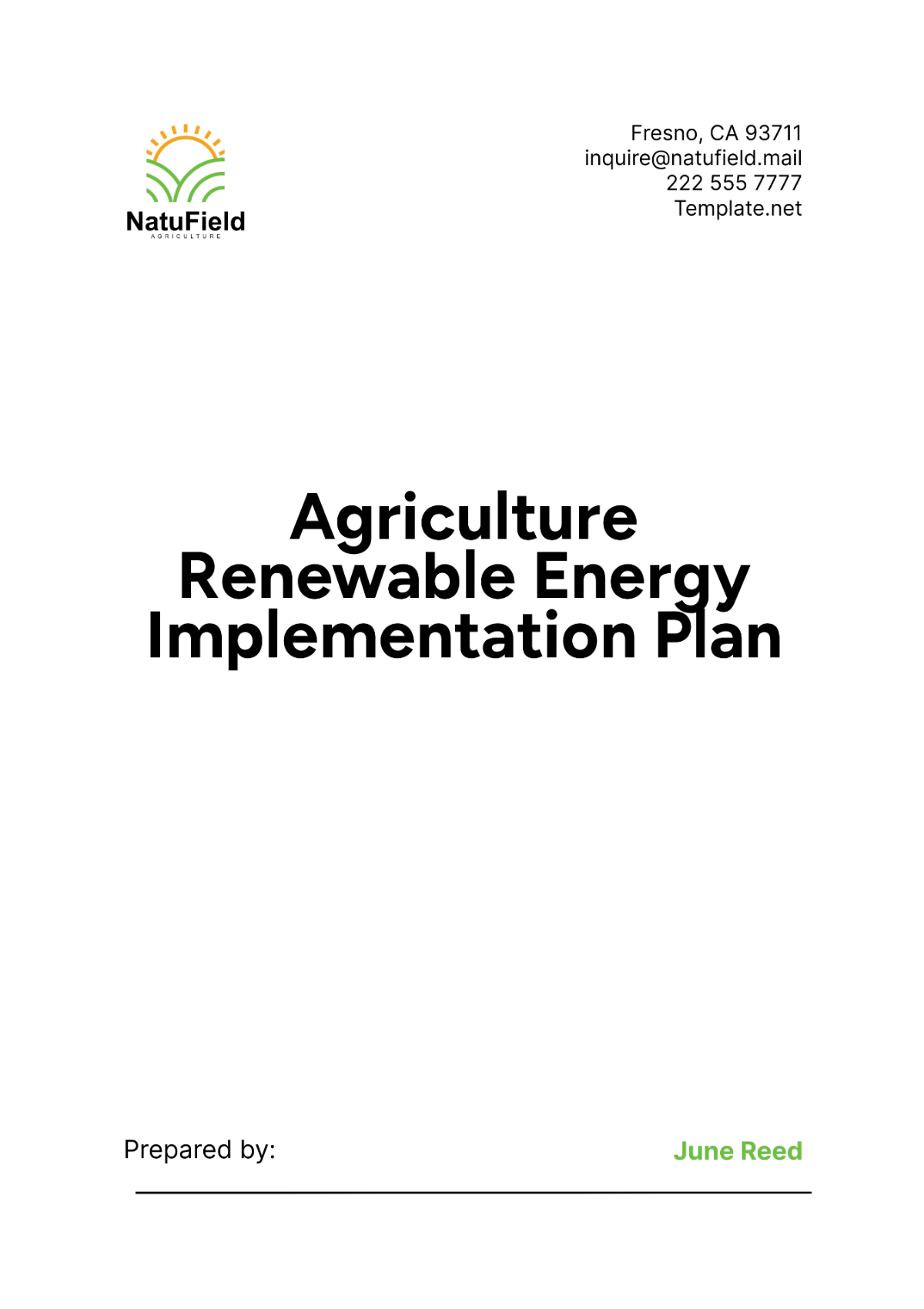 Agriculture Renewable Energy Implementation Plan Template