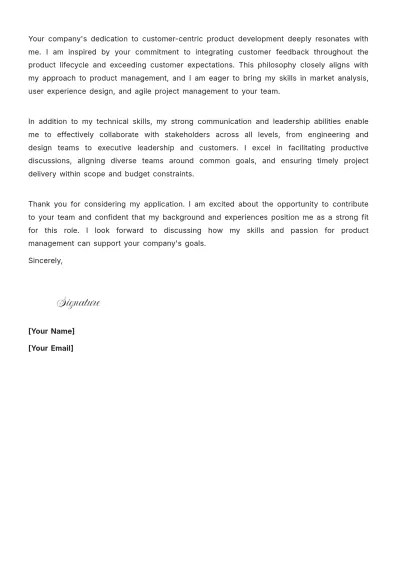 Free Customer-Focused Product Manager Cover Letter to Edit Online