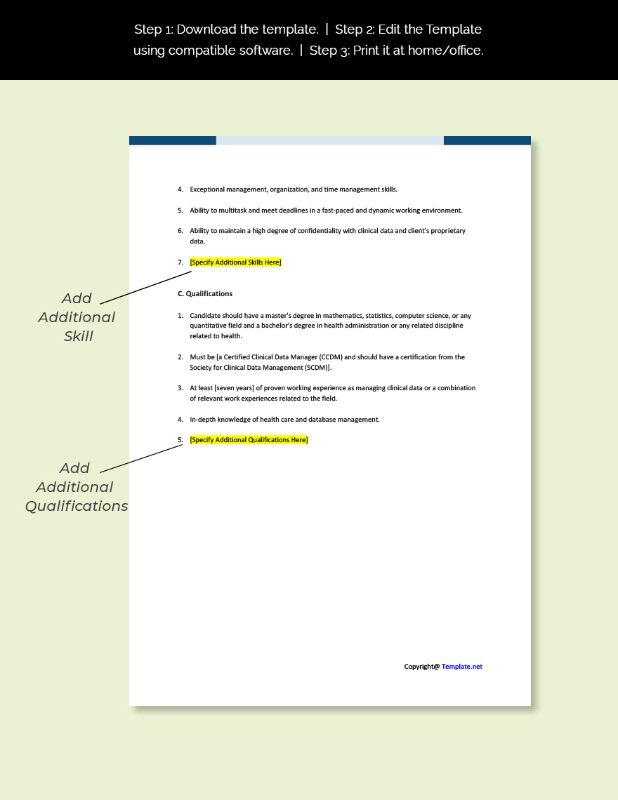 Clinical Data Manager Job Description Google Docs Word Apple Pages 