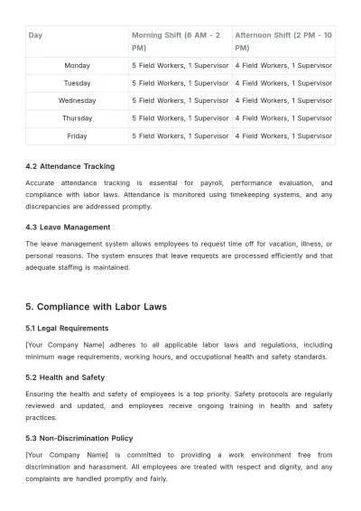 Free Agriculture Workforce Procedure Template to Edit Online
