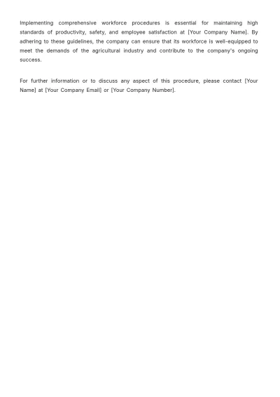 Free Agriculture Workforce Procedure Template to Edit Online