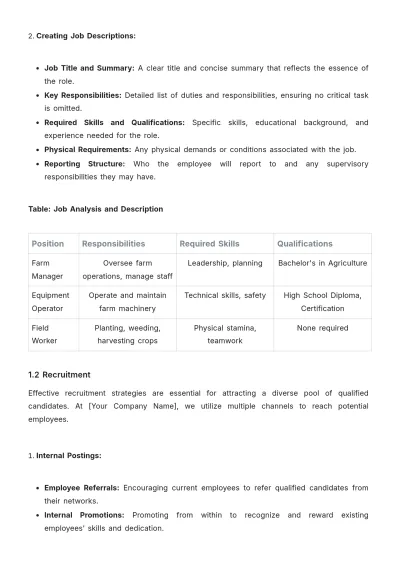 Free Agriculture Workforce Procedure Template to Edit Online