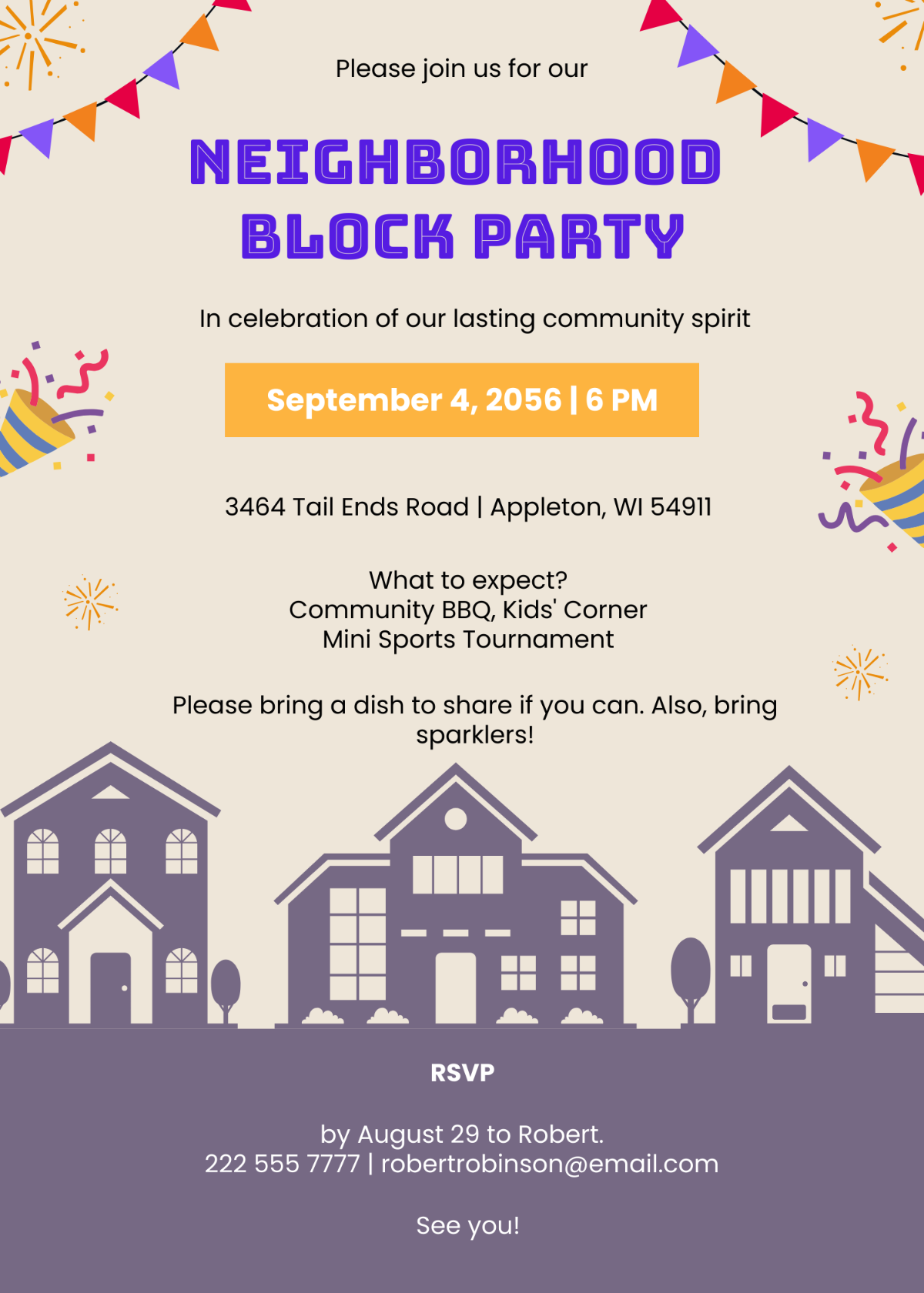 Neighborhood Block Party Invitation