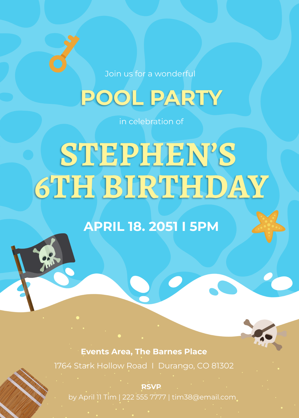 Pirate Pool Party Invitation