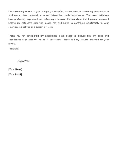 Free Content Product Manager Cover Letter to Edit Online