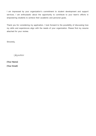 Free Academic Advisor Support Coordinator Cover Letter to Edit Online