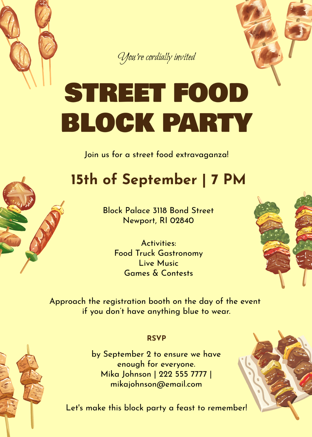 Street Food Block Party Invitation