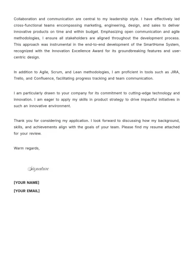Free Product Strategy Manager Cover Letter to Edit Online