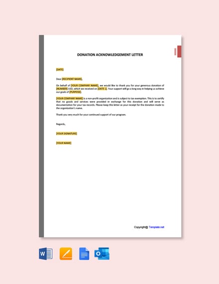 Free Donation Acknowledgement Letter Template