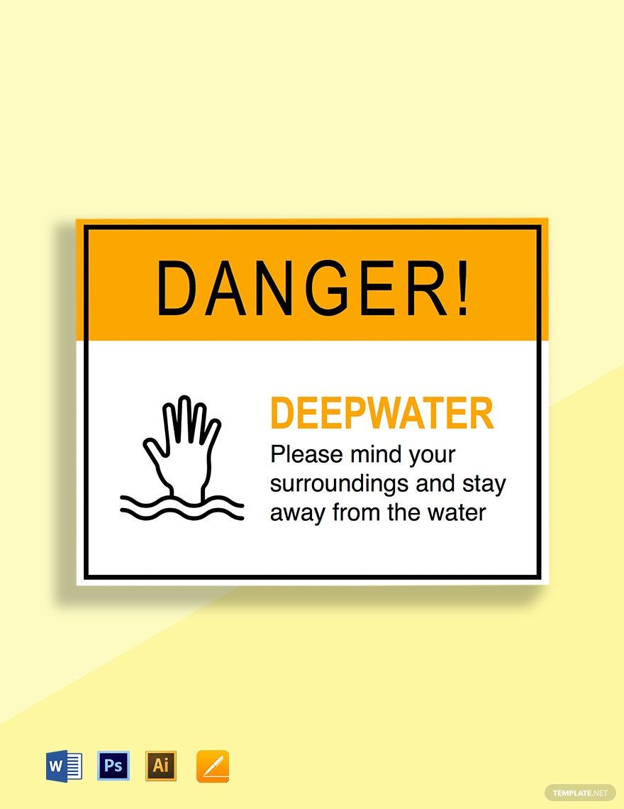Danger Deep Water Sign Template