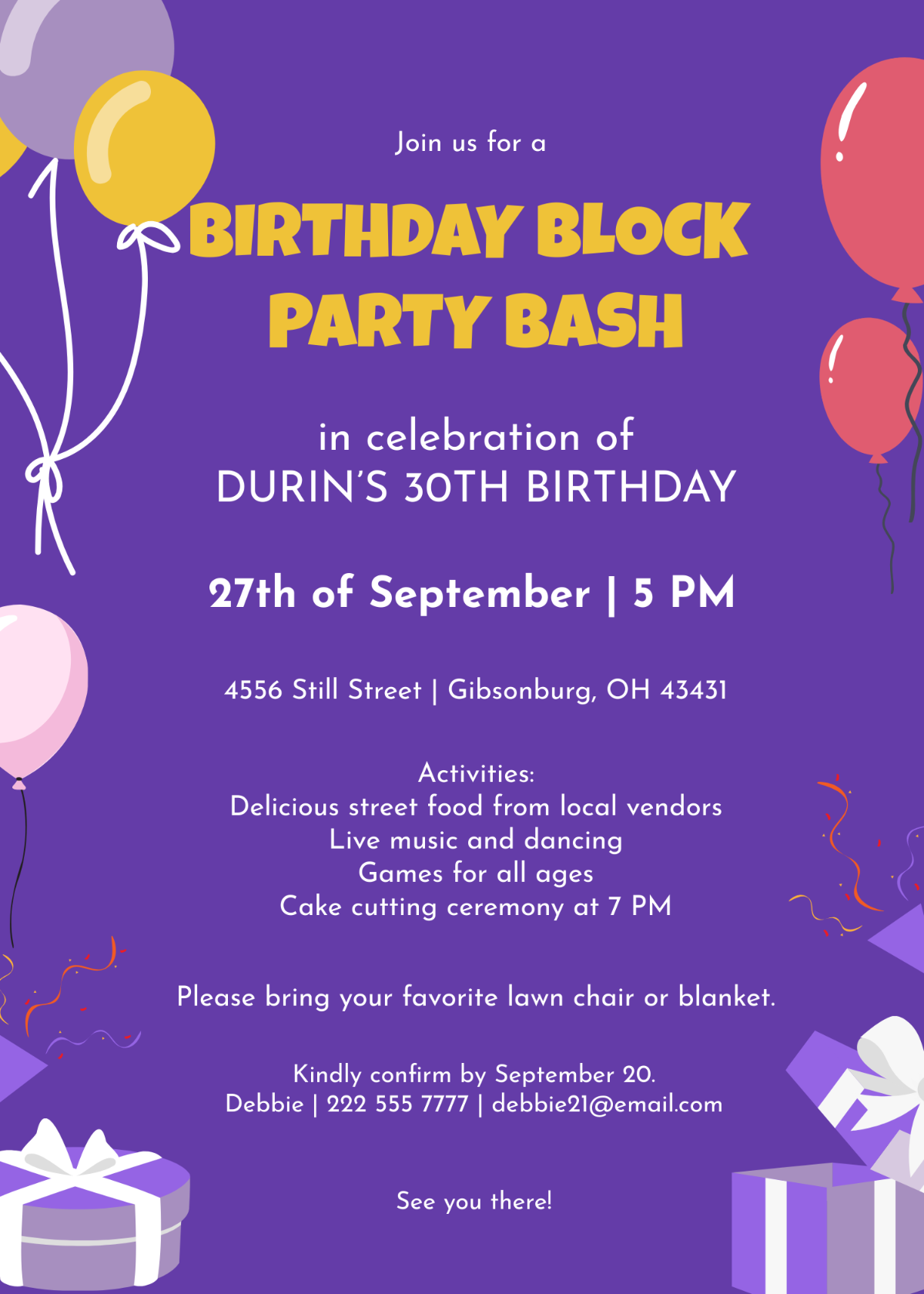Birthday Block Party Invitation