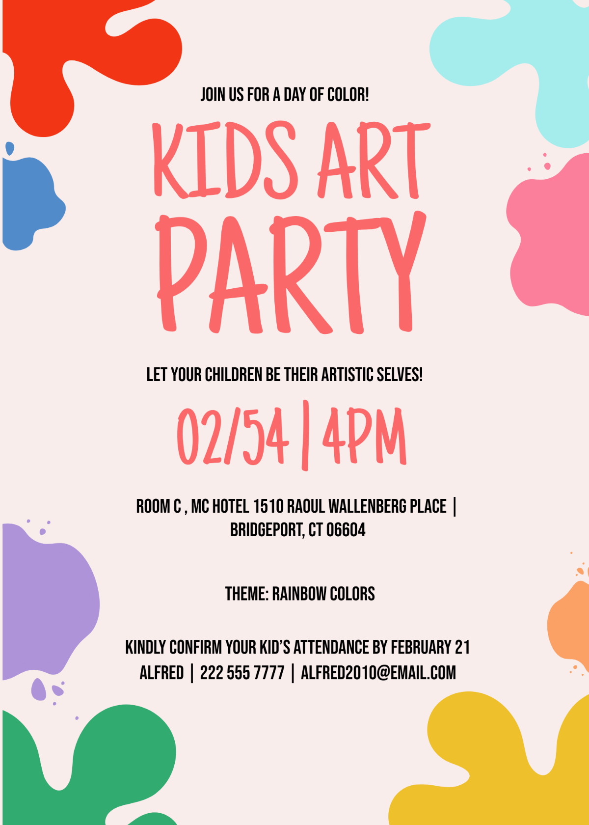Kids Art Party Invitation