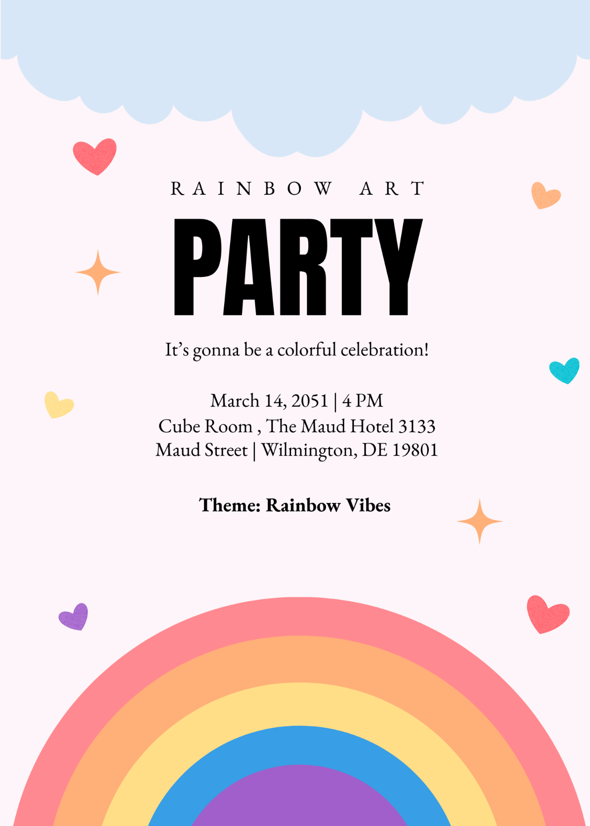 Rainbow Art Party Invitation