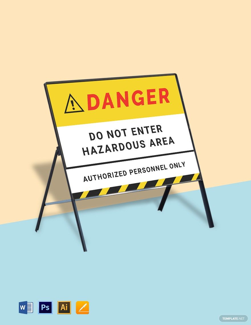 Danger Hazard Area Do Not Enter Stanchion Sign Template