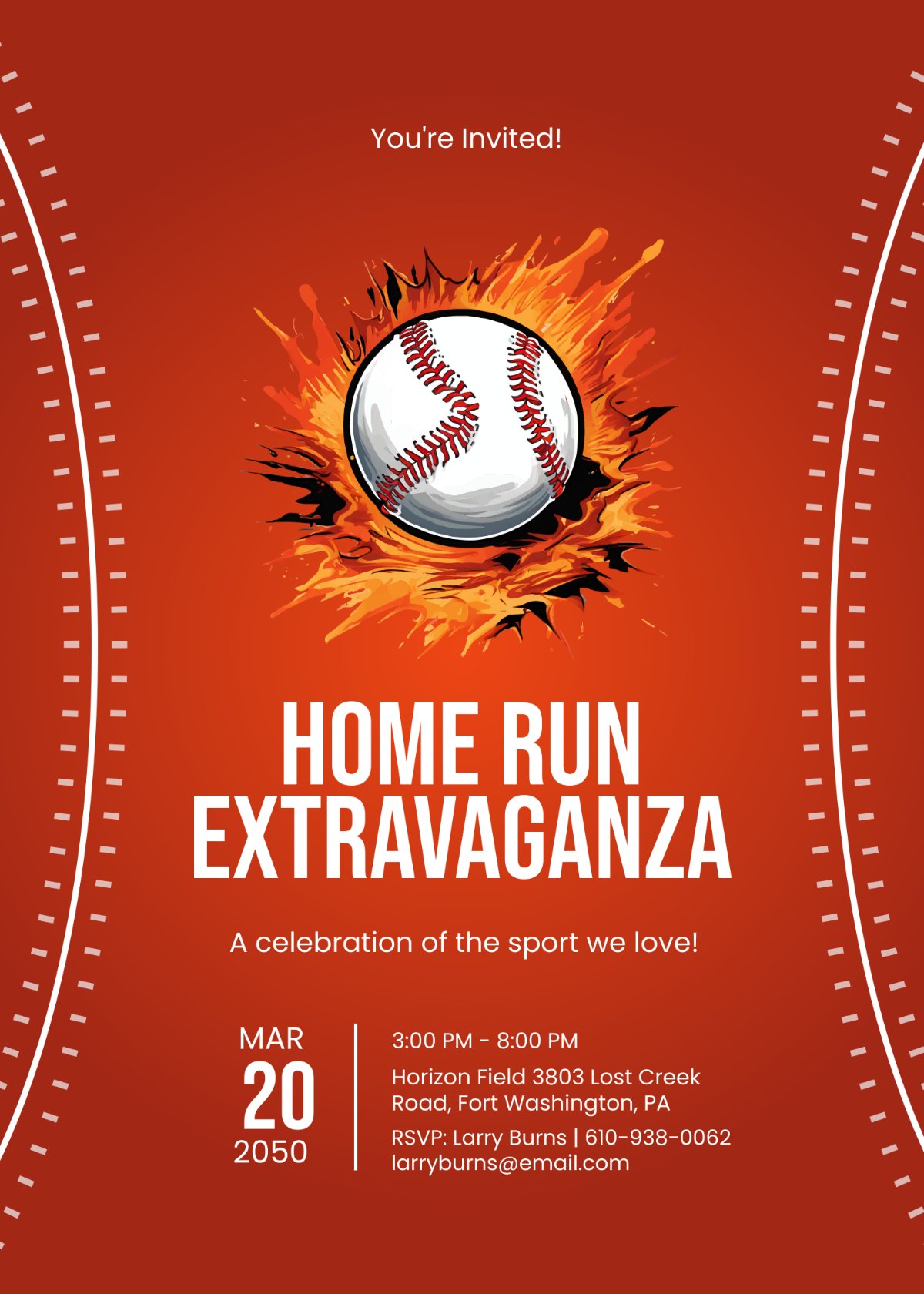 Modern Baseball Party Invitation