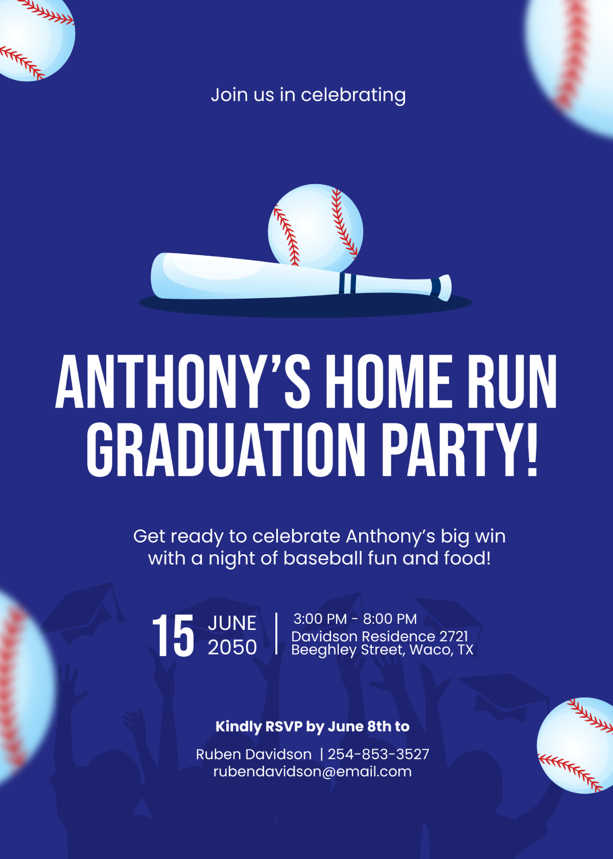 Baseball Graduation Party Invitation