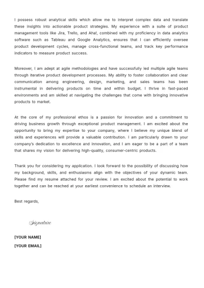 Free B2C Product Manager Cover Letter to Edit Online