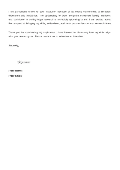 Free Research Assistant Cover Letter For Part Time Job to Edit Online