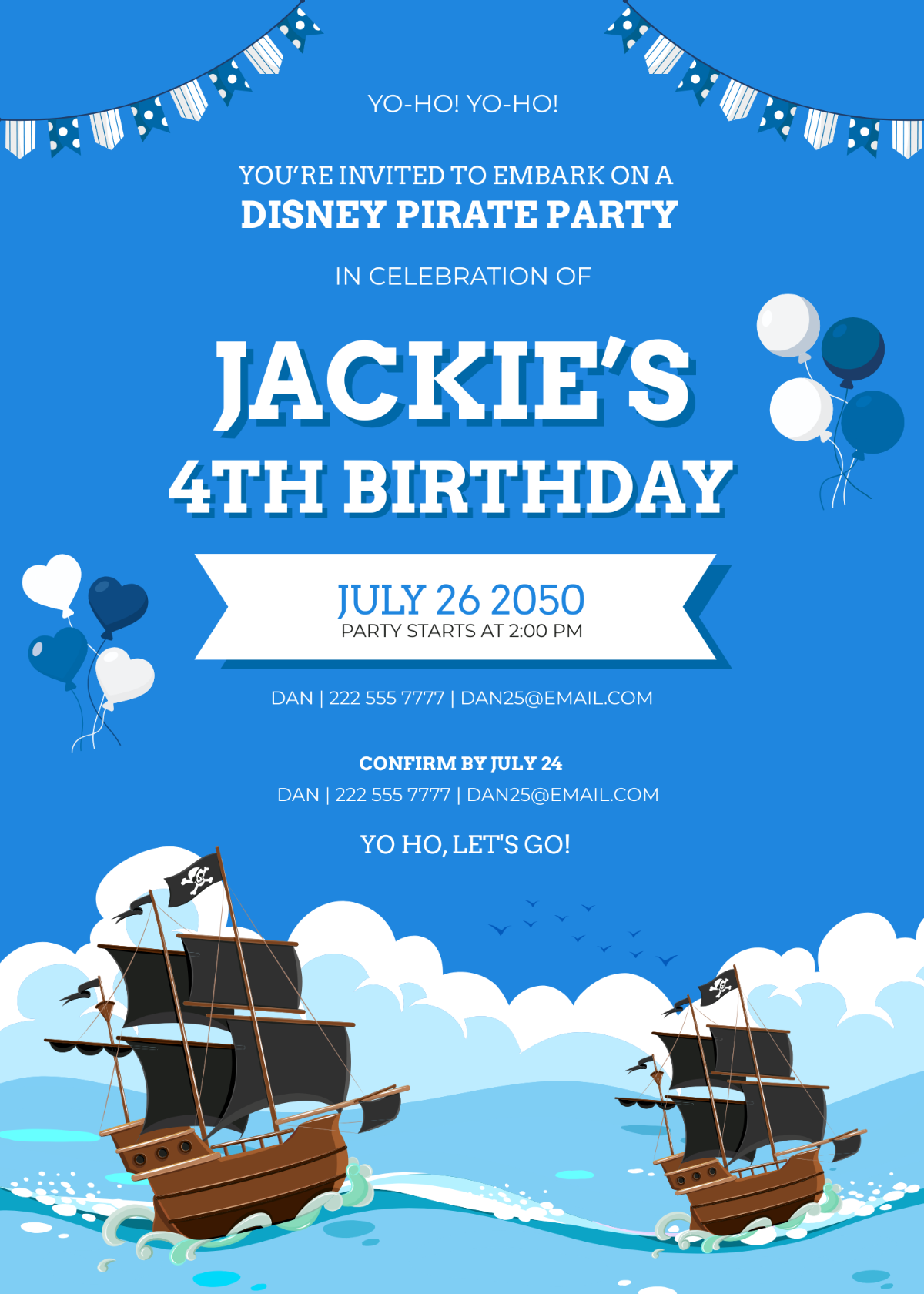 Disney Pirate Party Invitation