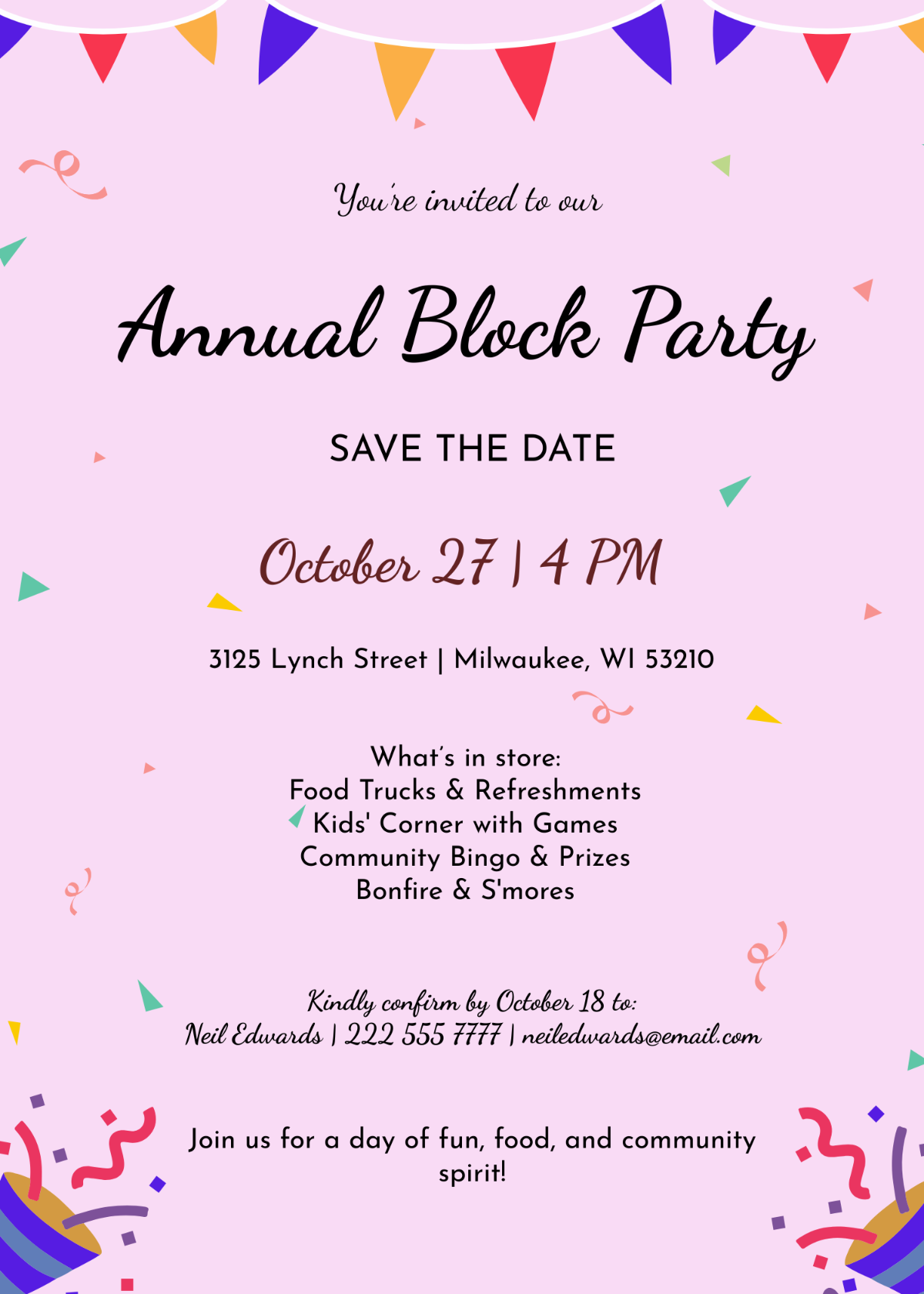 Save The Date Block Party Invitation