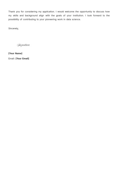 Free Data Science Academic Cover Letter to Edit Online