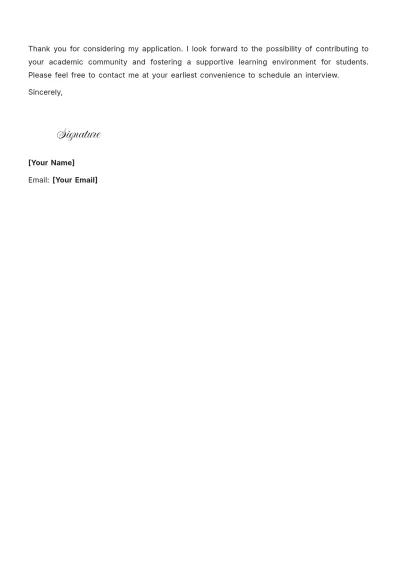 Free Mathematics Lecture Academic Cover Letter to Edit Online