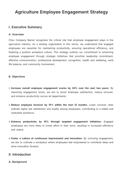 Free Agriculture Employee Engagement Strategy Template to Edit Online