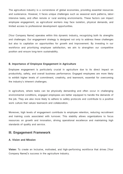Free Agriculture Employee Engagement Strategy Template to Edit Online
