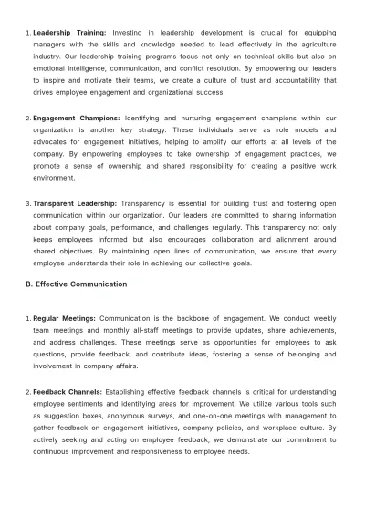 Free Agriculture Employee Engagement Strategy Template to Edit Online