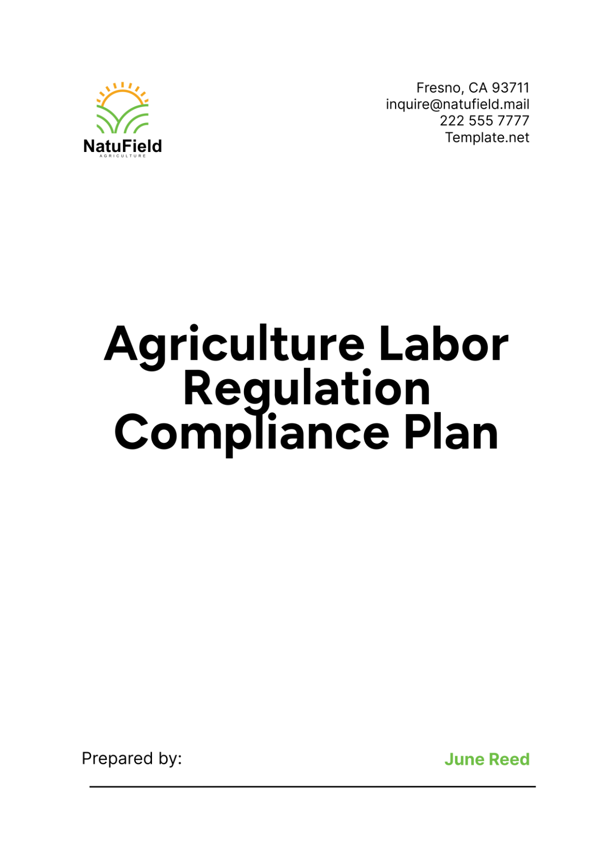 Agriculture Labor Regulation Compliance Plan Template - Edit Online & Download