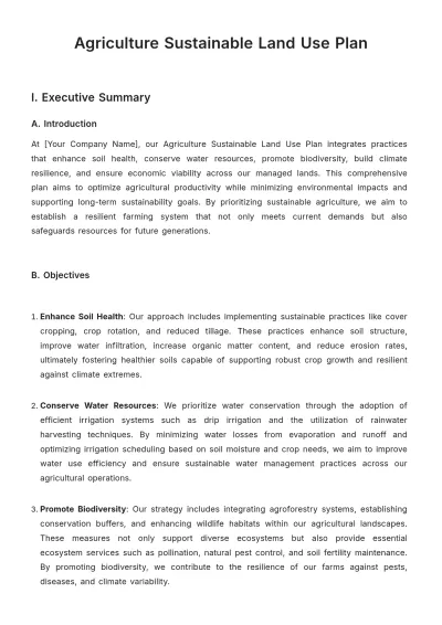 Free Agriculture Sustainable Land Use Plan Template to Edit Online